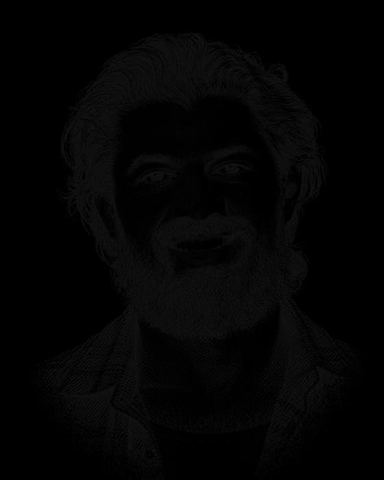 Alex Hormozi, drawn in the style of a newspaper portrait