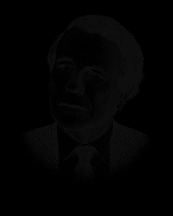 David Ogilvy, drawn in the style of a newspaper portrait
