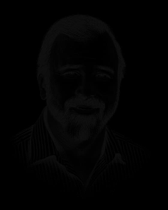 Gary Halbert, drawn in the style of a newspaper portrait