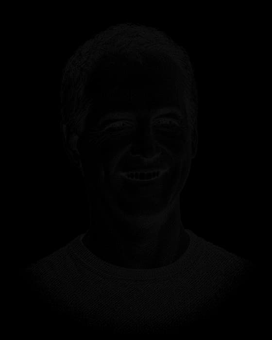 Jeff Walker, drawn in the style of a newspaper portrait