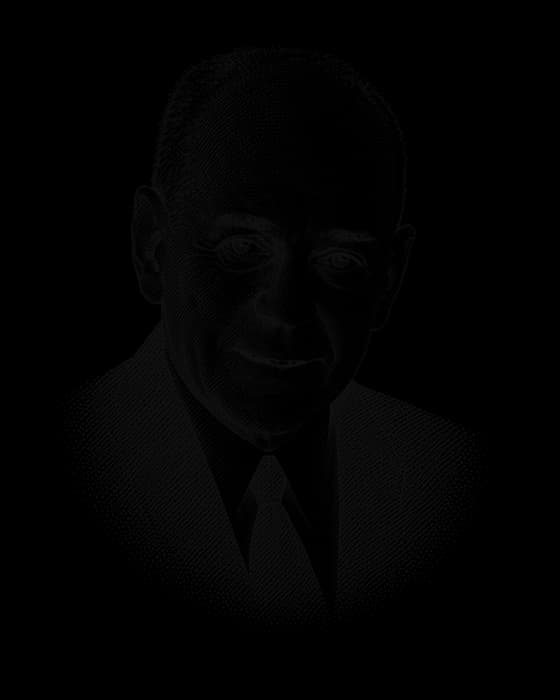 John Caples, drawn in the style of a newspaper portrait
