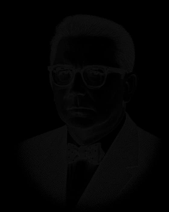 Rosser Reeves, drawn in the style of a newspaper portrait